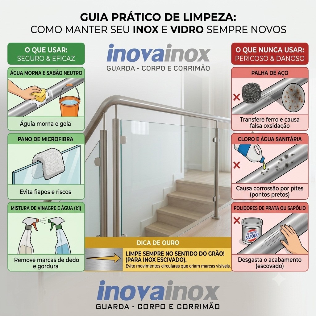 Guia Prático de Limpeza: Como Manter Seu Guarda-Corpo e Corrimão em Aço Inox Sempre Novos