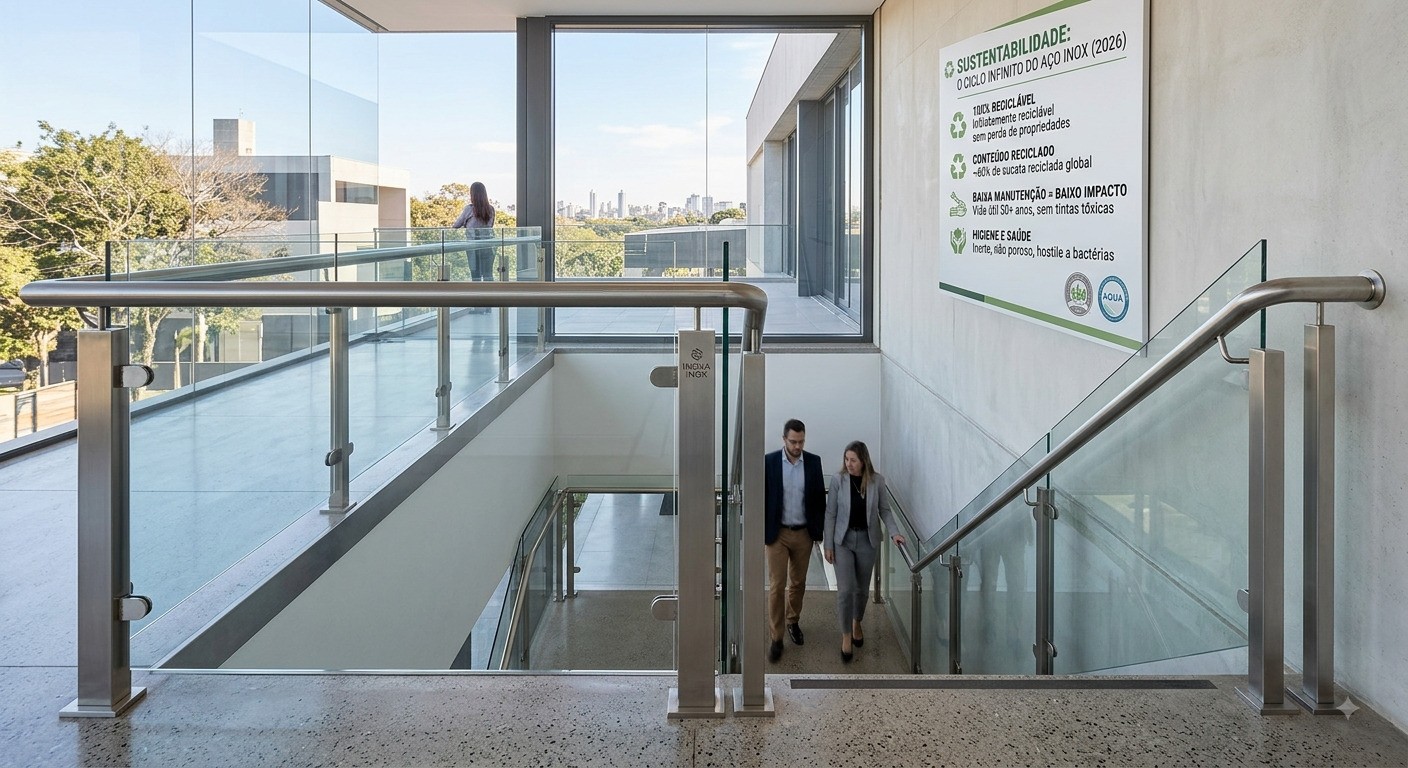 Sustentabilidade na Arquitetura: O Ciclo Infinito do Aço Inox e o Valor de Mercado em 2026